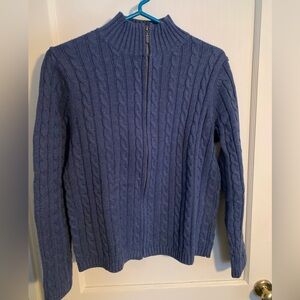 LL Bean Double L Blue Cable Knit Women's Sweater
